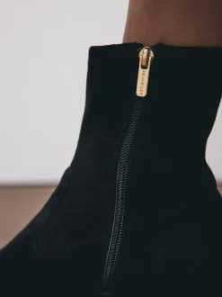 Black Suede Motionflex Block Heeled Sock Boots
