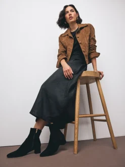 Black Suede Motionflex Block Heeled Sock Boots