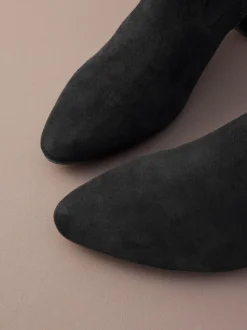 Black Suede Motionflex Block Heeled Sock Boots