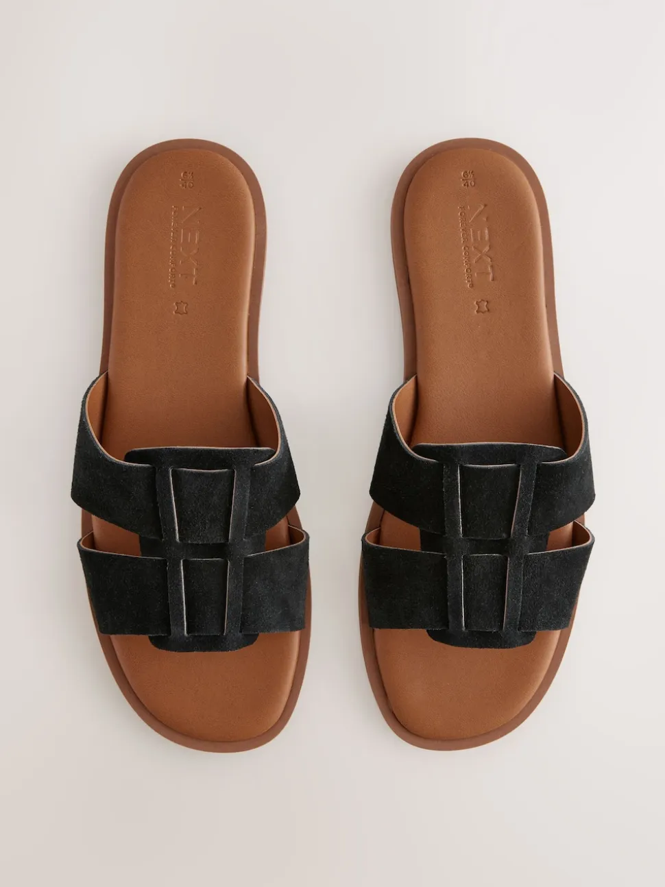 Black Suede Standard/Wide Fit Slot Mule Sandals