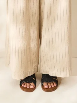 Black Suede Standard/Wide Fit Slot Mule Sandals