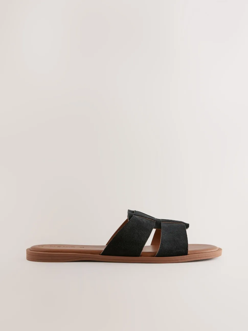 Black Suede Standard/Wide Fit Slot Mule Sandals