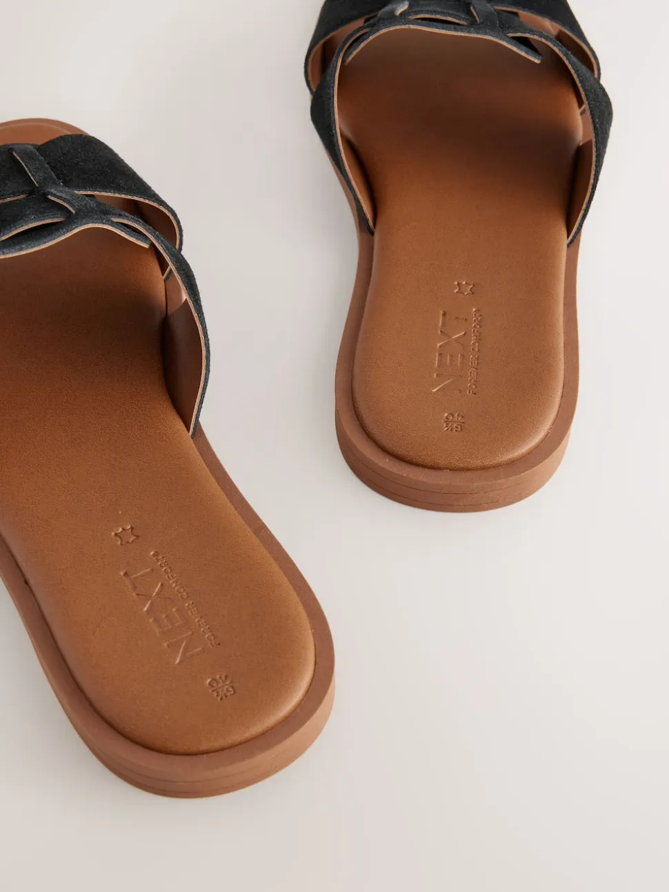 Black Suede Standard/Wide Fit Slot Mule Sandals