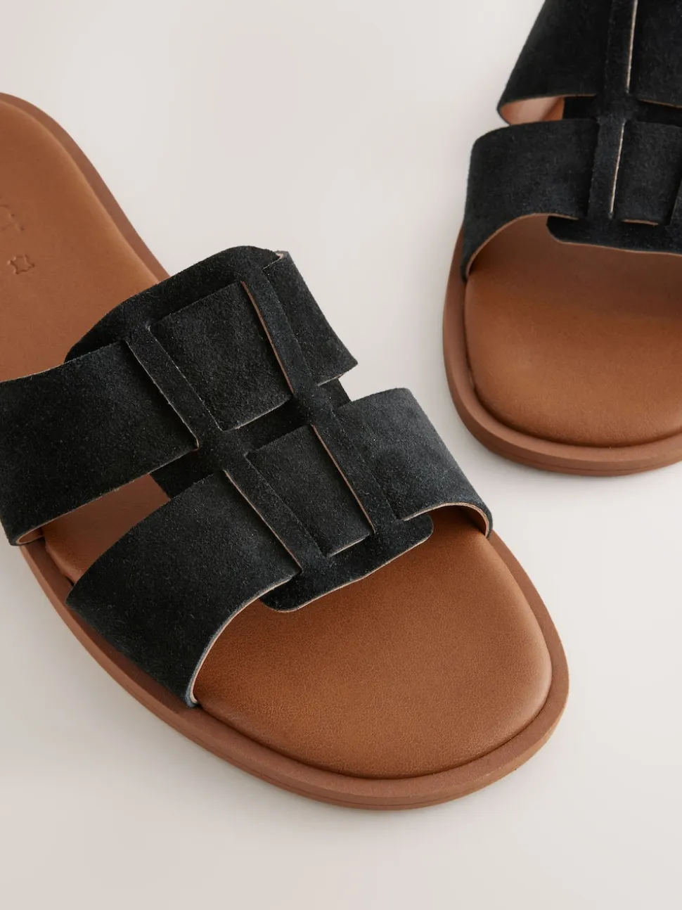 Black Suede Standard/Wide Fit Slot Mule Sandals