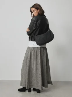 Black Suede Weave Sling Bag