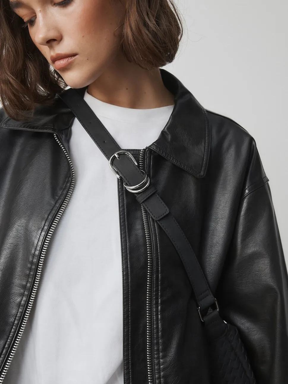 Black Suede Weave Sling Bag