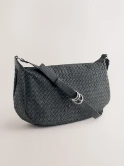 Black Suede Weave Sling Bag