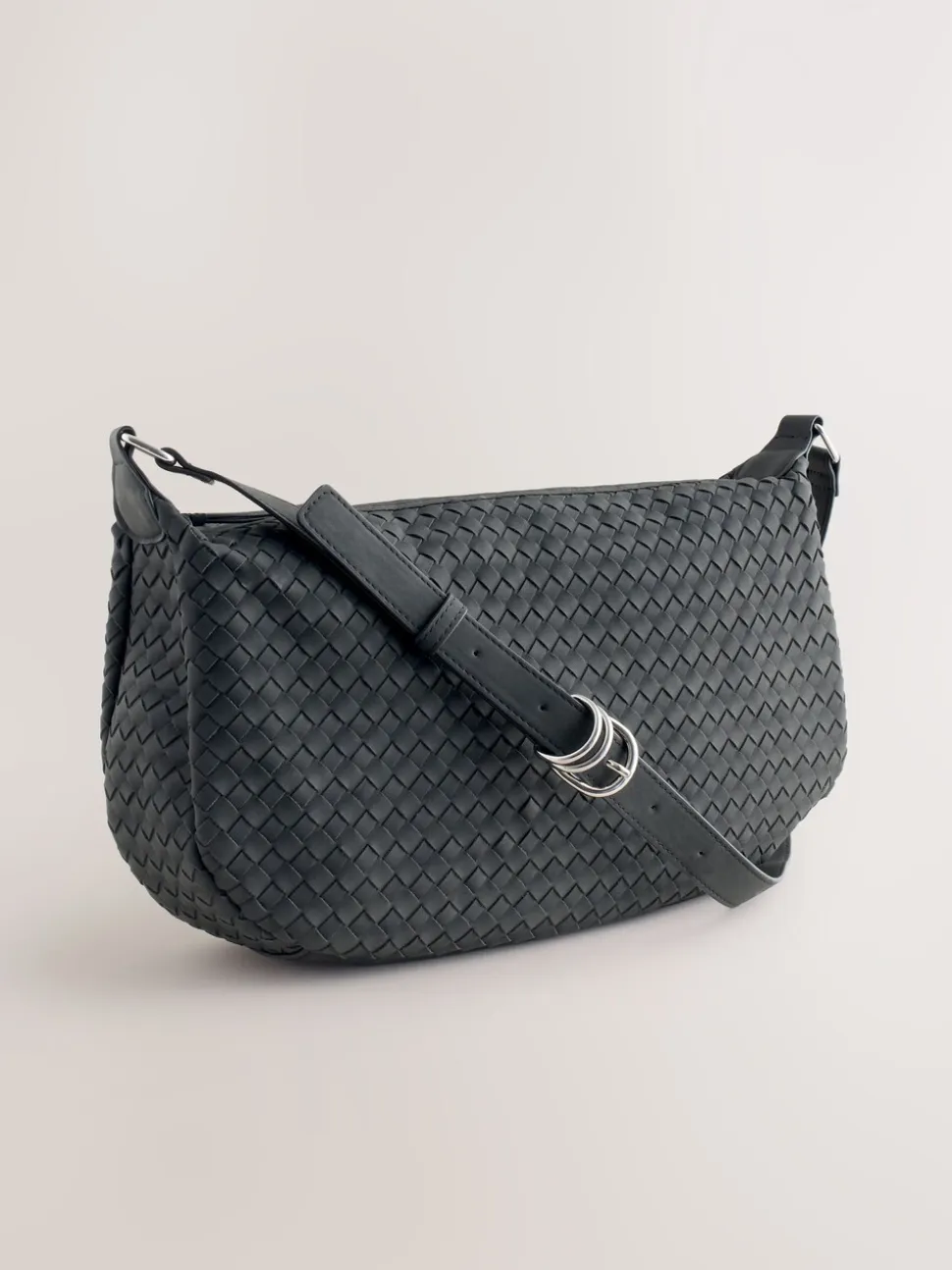 Black Suede Weave Sling Bag