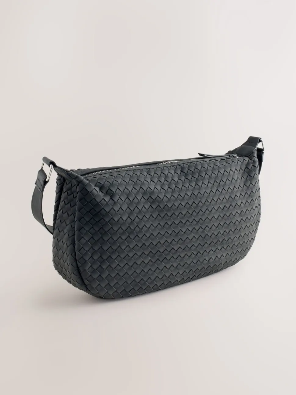 Black Suede Weave Sling Bag