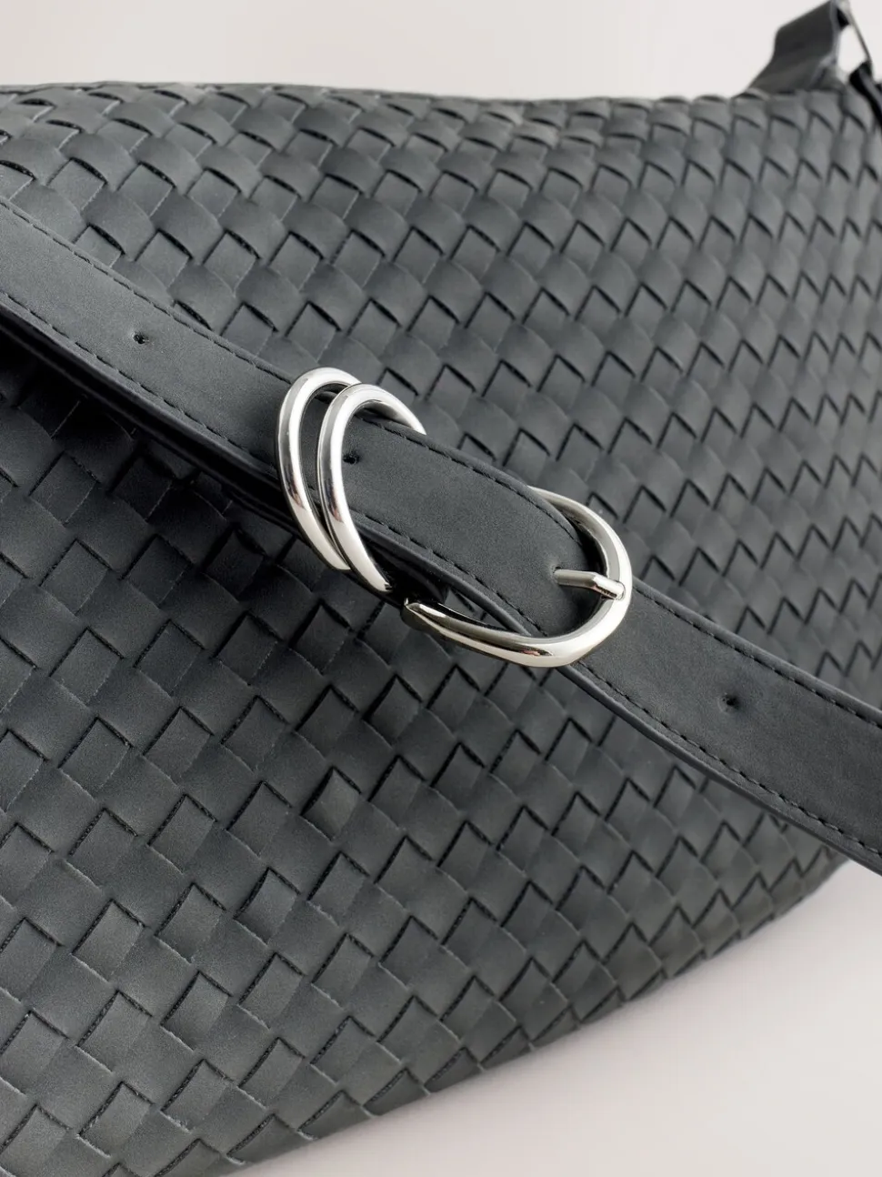 Black Suede Weave Sling Bag