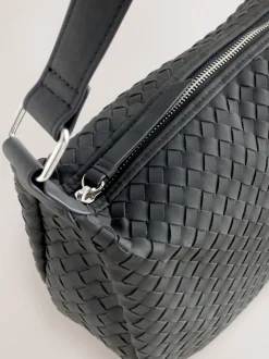 Black Suede Weave Sling Bag