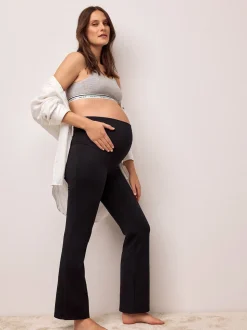 Black Supersoft Dry Tech Flared Yoga Sports Maternity Leggings