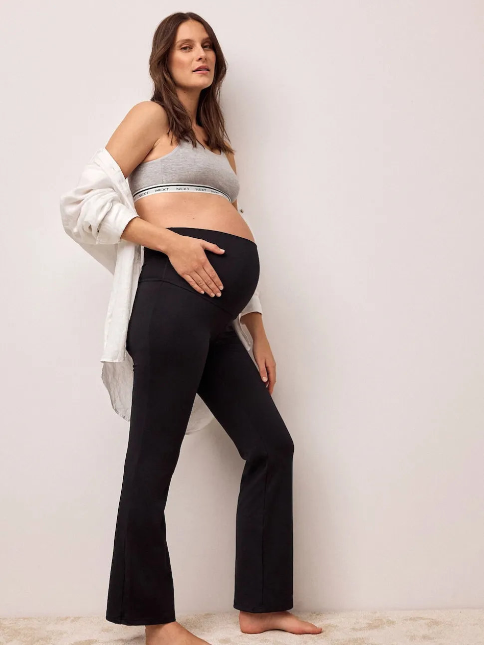 Black Supersoft Dry Tech Flared Yoga Sports Maternity Leggings