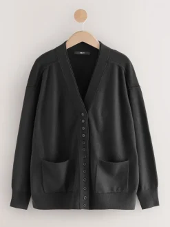 Black Supersoft V-Neck Cardigan With Pockets