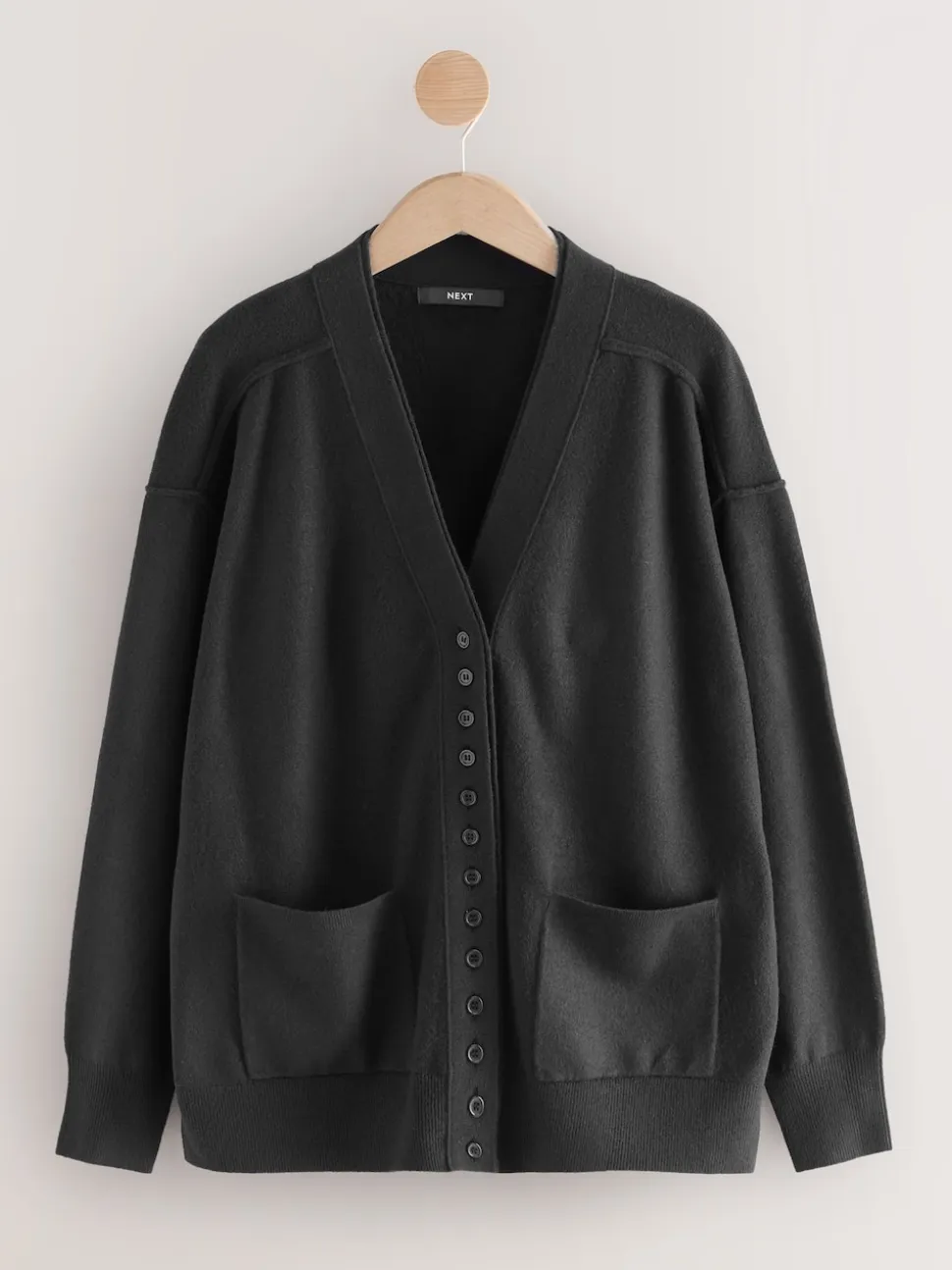 Black Supersoft V-Neck Cardigan With Pockets