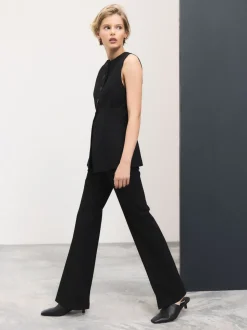 Black Tailored Bootcut Trousers With Wool