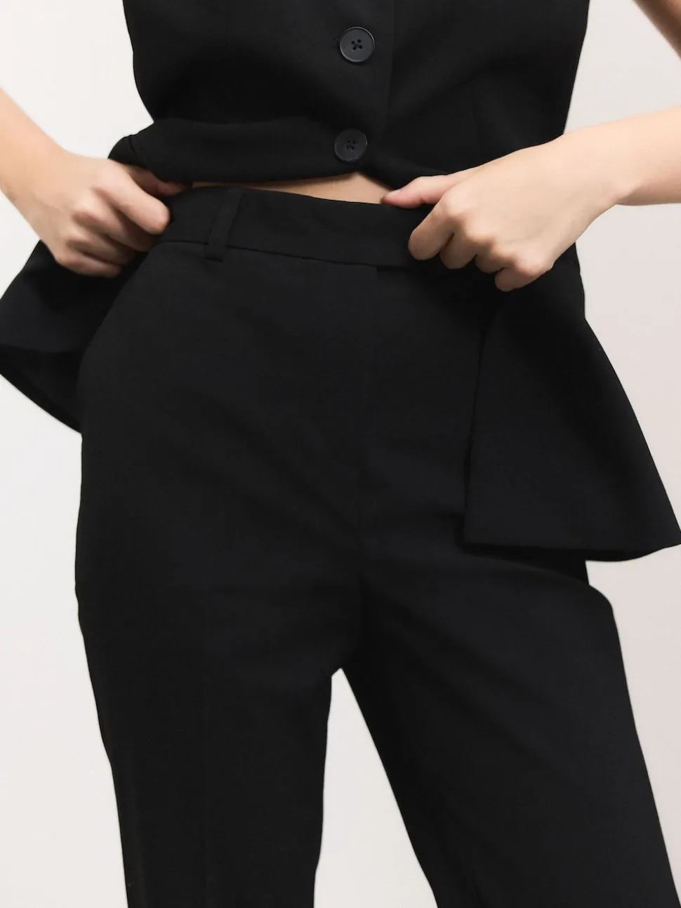 Black Tailored Bootcut Trousers With Wool