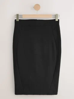 Black Tailored Pencil Skirt With Wool