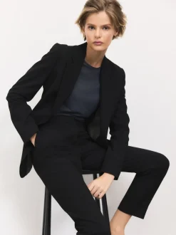 Black Tailored Single Breasted Blazer With Wool