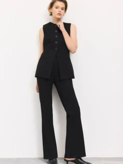 Black Tailored Waistcoat With Wool