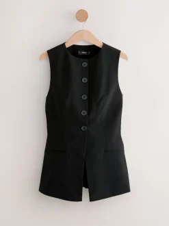 Black Tailored Waistcoat With Wool