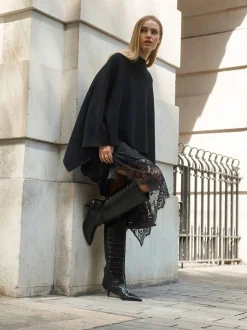 Black Textured Forever Comfort® Knee High Underset Heel Boots