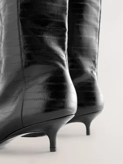 Black Textured Forever Comfort® Knee High Underset Heel Boots