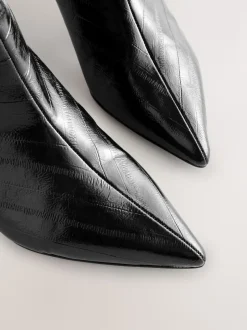 Black Textured Forever Comfort® Knee High Underset Heel Boots