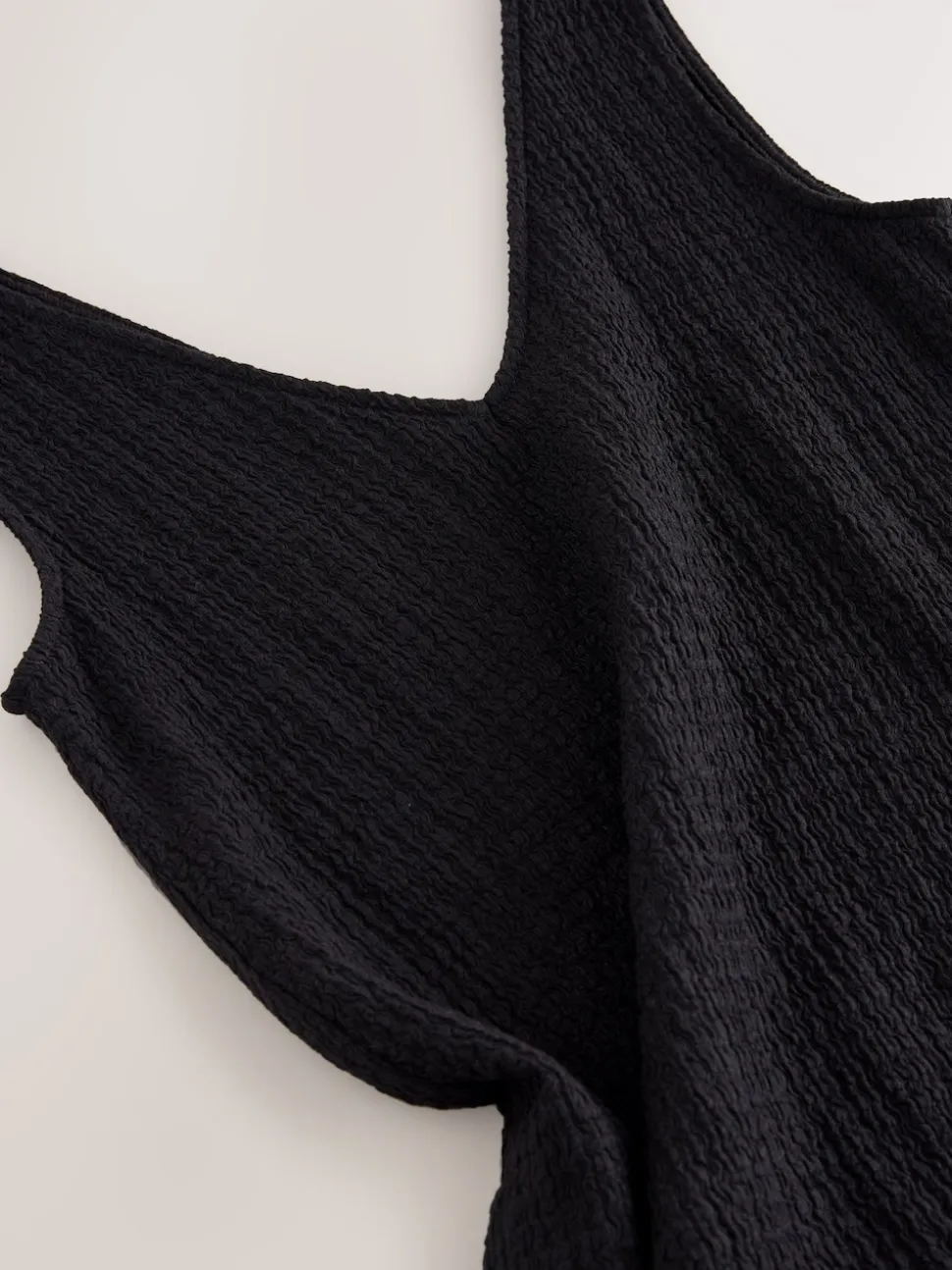 Black Textured Jersey Slip Dress