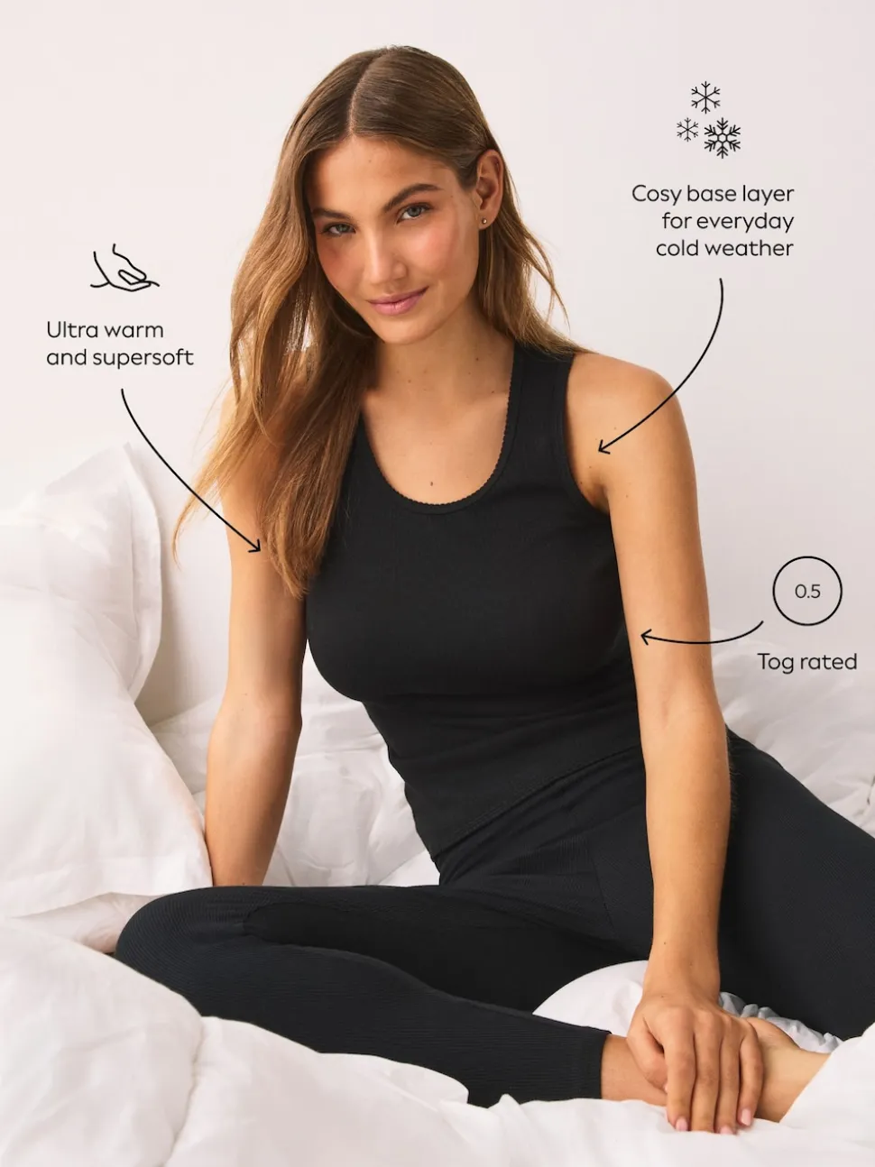 Black Thermal Maximum Warmth Cosy Ribbed Vest