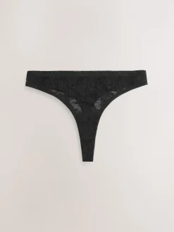 Black Thong All-Over Lace No VPL Knickers 3 Pack