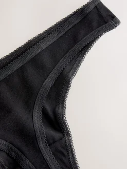 Black Thong Full Briefs Cotton Knickers 10 Pack