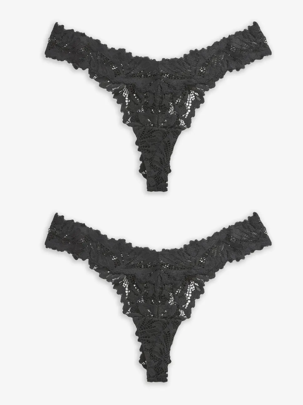 Black Thong Ultimate Comfort Lace Knickers 2 Pack