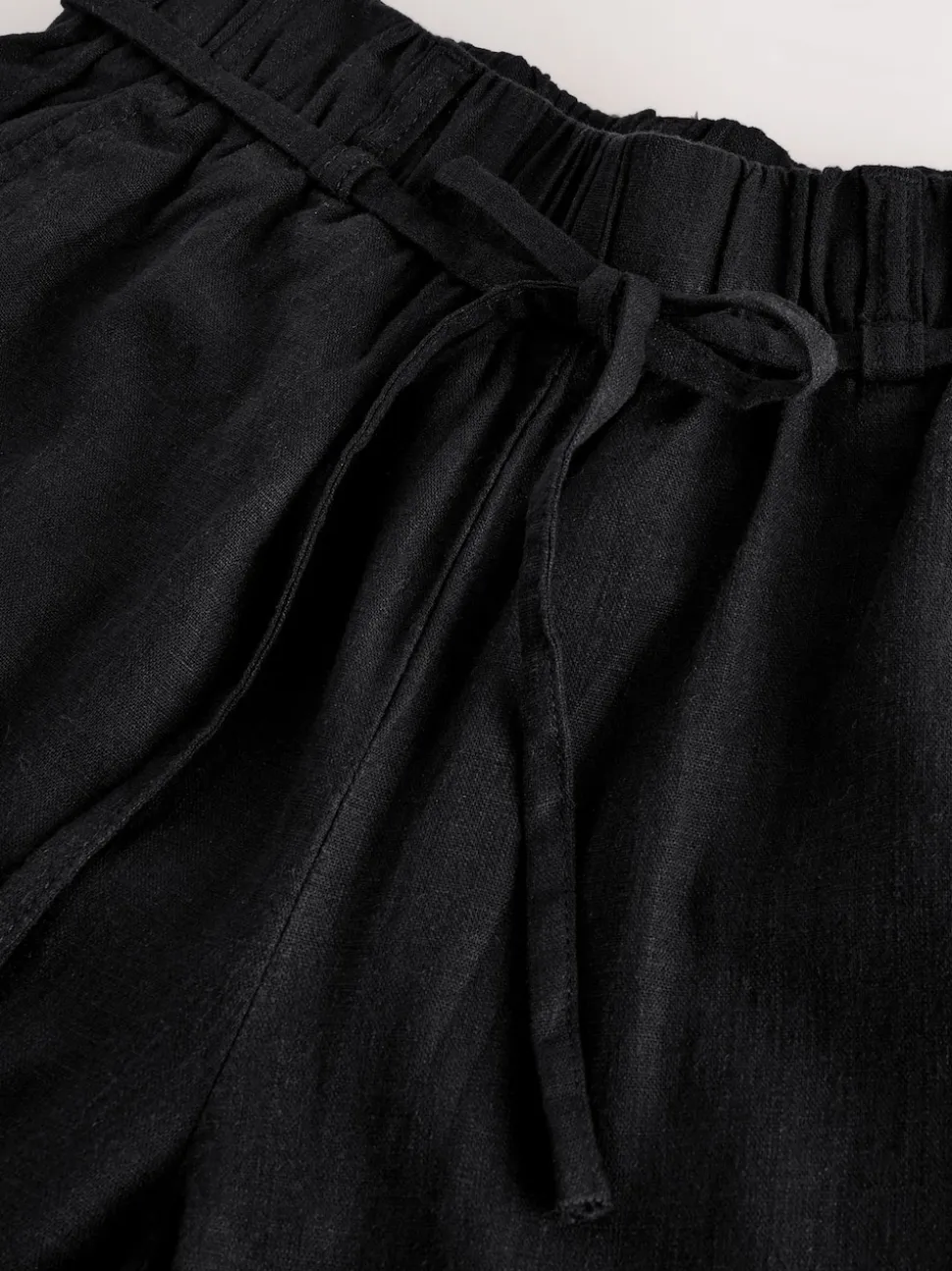 Black Tie Waist Linen Blend Culottes