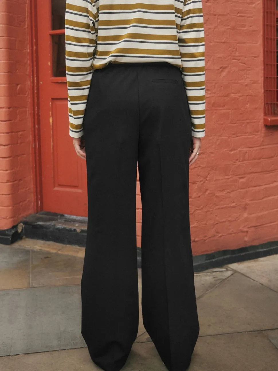 Black Tie Waist Wide Leg Trousers