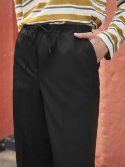 Black Tie Waist Wide Leg Trousers