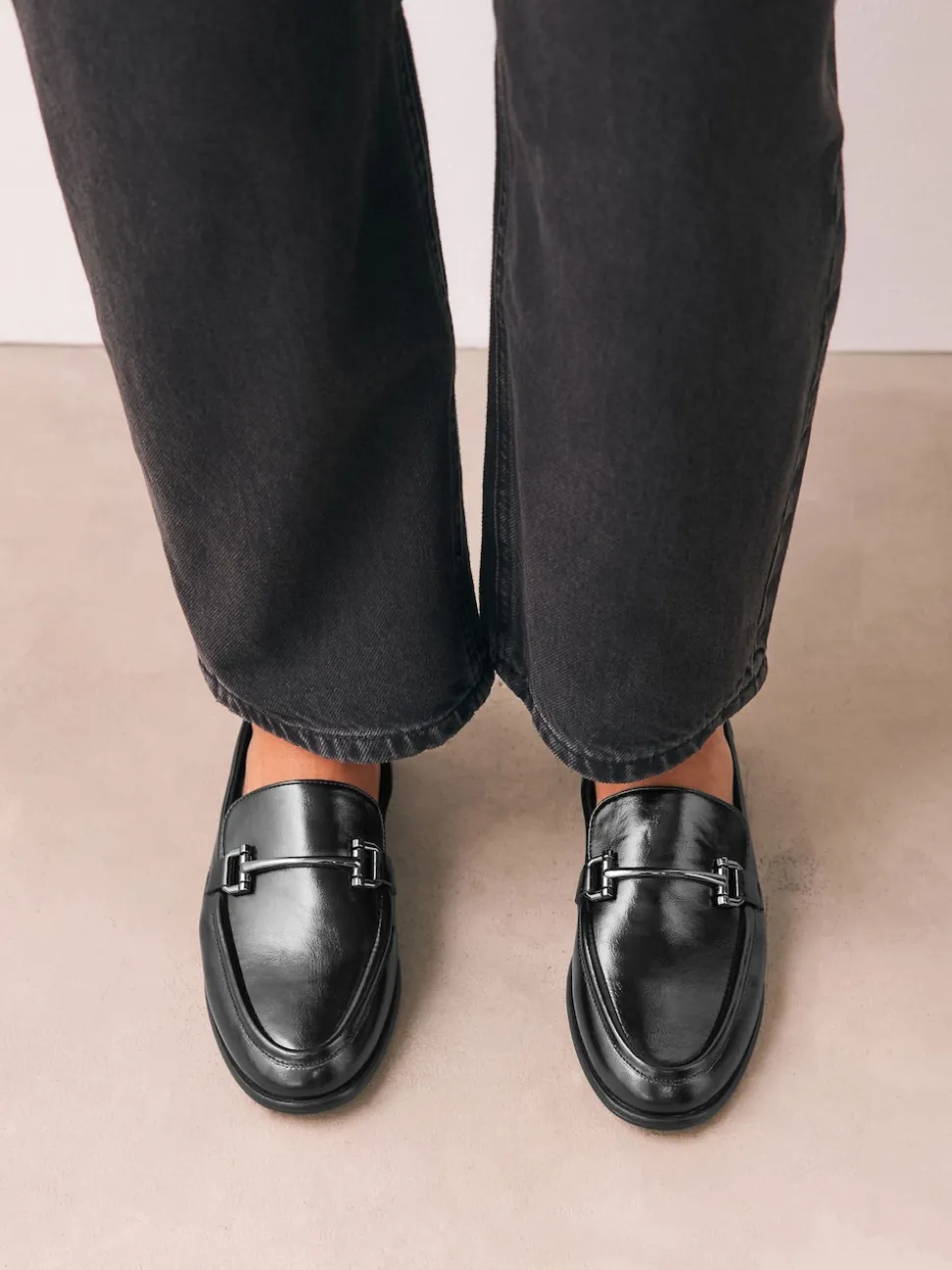 Black Trim Round Toe Loafers