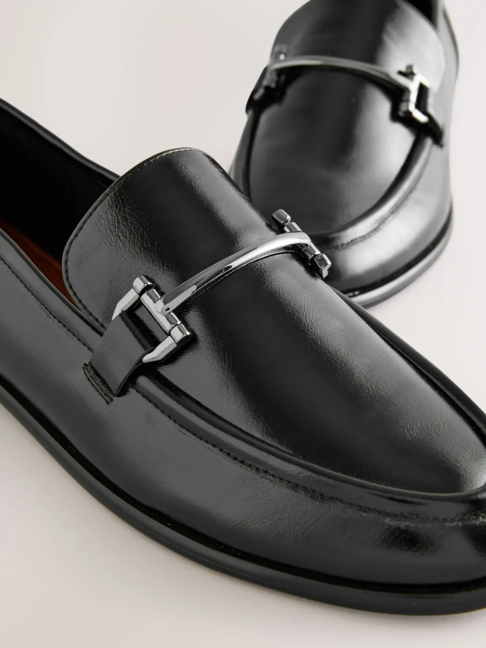 Black Trim Round Toe Loafers