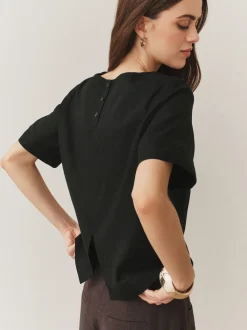 Black T-Shirt With Linen