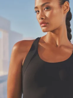 Black Tummy Control Unitard Swimsuit
