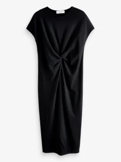 Black Twist Short Sleeved T-Shirt Summer Dress