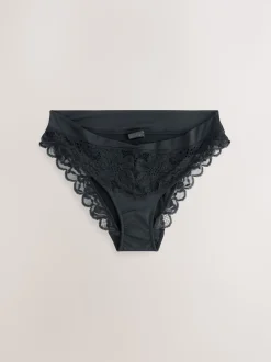 Black Ultimate Comfort Lace Back High Leg Knickers
