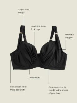 Black Ultimate Support F-K Underwired Bikini Top