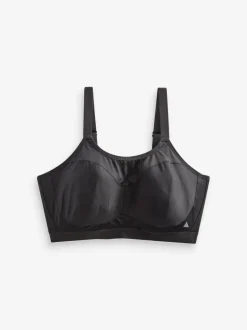 Black Ultimate Support Non Pad Minimising Wired Dry Tech High Impact Sports Bra