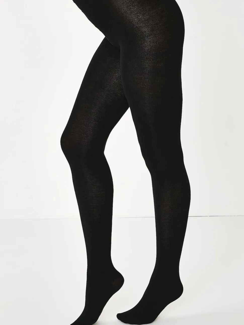 Black Warm Handle Knitted Tights 2 Pack