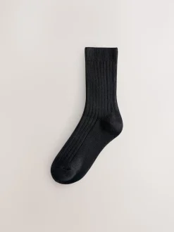 Black Warm Handle Ribbed Ankle Socks 3 Pack