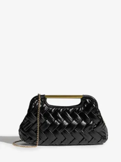 Black Weave Grab Handle Clutch Bag