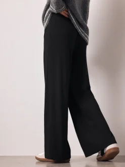 Black Wide Leg Jersey Joggers