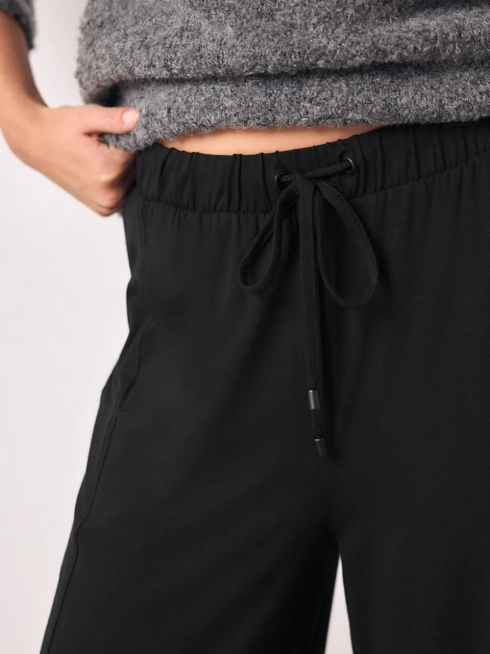 Black Wide Leg Jersey Joggers