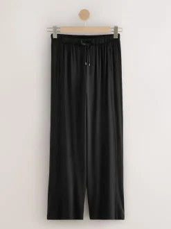 Black Wide Leg Jersey Joggers